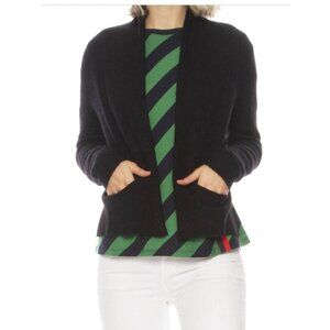 White + Warren Cashmere Shrunken Cardigan Size Medium Patch Pockets Luxury Black